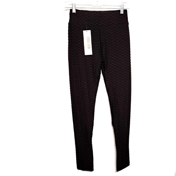 NWT Scrunch Butt Honeycomb TikTok Leggings L/XL Black - Booty Lift High Waist - Picture 7 of 7